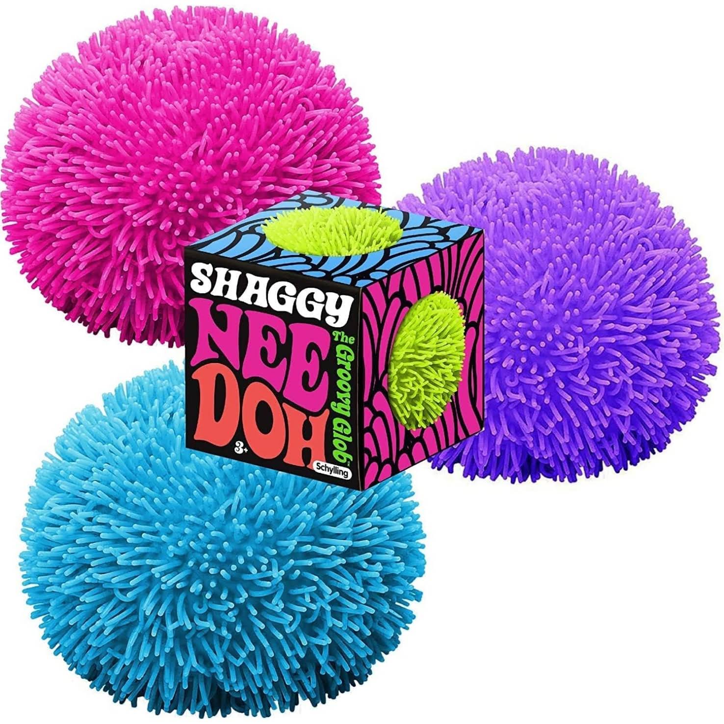 NeeDoh Shaggy Ball ¨C Neon Squishy ¨C 3 Pack